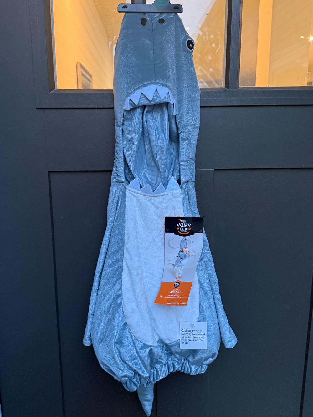12-18 Month - new!  Shark Costume Dress - Light Grey Plush Hooded Outfit